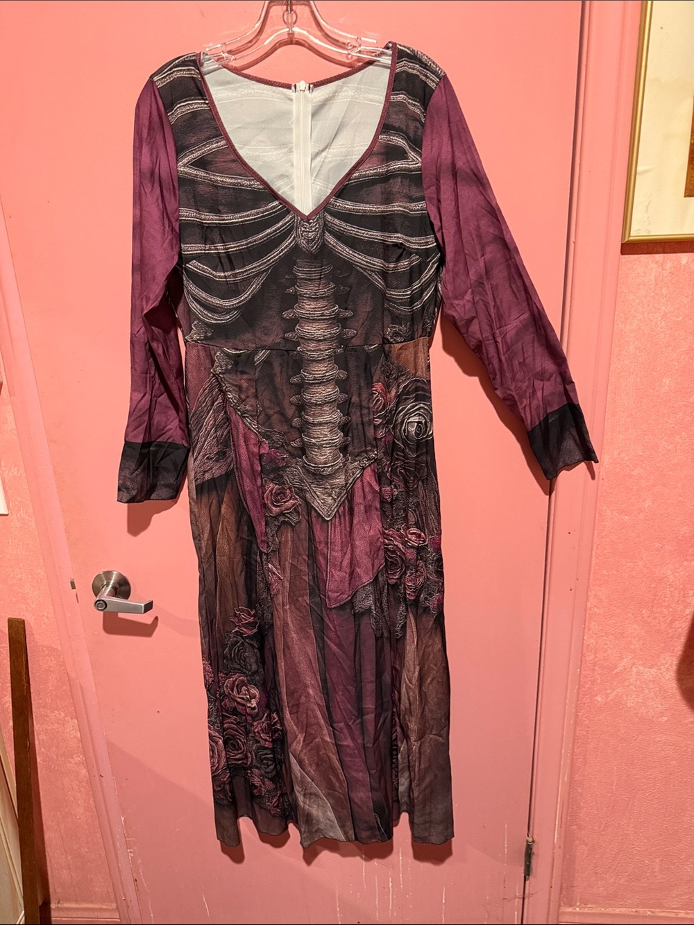 Purple Gothic Ribcage Print Maxi Dress